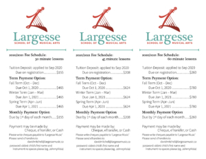 2020 Largesse Fee Schedule